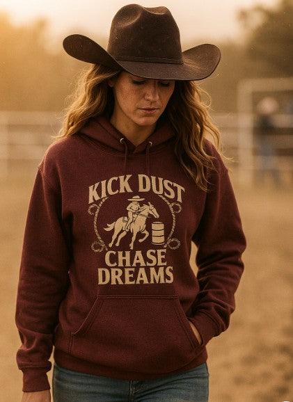 Kick Dust, Chase Dreams – Unisex Western Hoodie